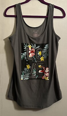 #ad No Boundaries Scoop Neck Love Tank Top Shirt ￼ tropical Size 15 $6.99