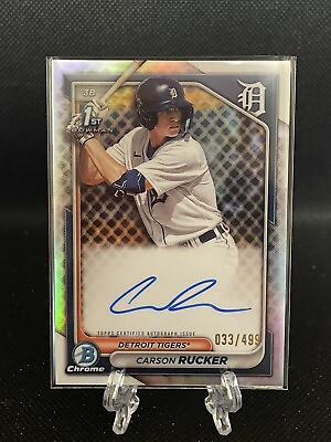 #ad 2024 Bowman Carson Rucker 1st Chrome Refractor Auto SP 499 Tigers 💎🔥👀 $69.99