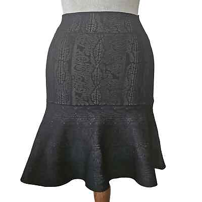 #ad BCBGMAXAZRIA Black Lace Print Flared Skirt Size Small $35.00