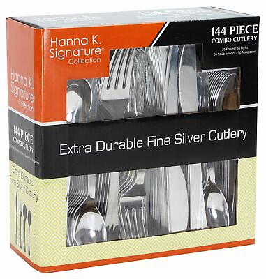 #ad Polished Silver Extra Durable Plastic Cutlery Set Combo Boxed BULK $129.98