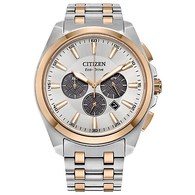 #ad Citizen Eco Drive Men#x27;s Peyten Chronograph Silver Gold Watch 41MM CA4516 59A $167.99