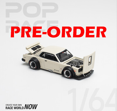 #ad Pre Order POPRACE 1 64 SKYLINE GT R V8 DRIFT WHITE Diecast Model Car $17.48