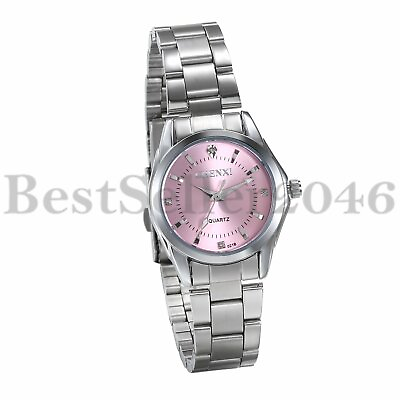 #ad Women Ladies Pink Dial Dress Watches Waterproof Steel Band Analog Quartz Watch $13.99