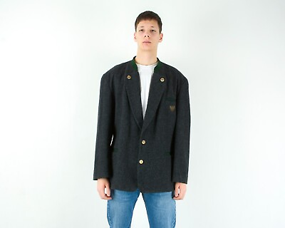 #ad TRAUNSEE Trachten VTG Men Wool UK 46 US Embroidered Blazer Cardigan Jacket Coat $85.11