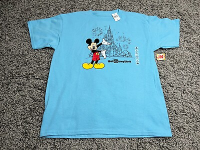 #ad NEW Walt Disney World Shirt Kids Youth XL Blue Black Mickey Mouse Castle Parks $24.99
