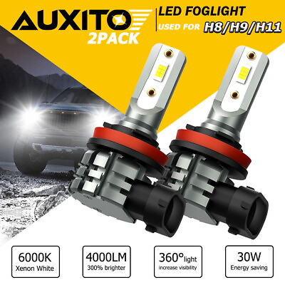 #ad AUXITO H11 LED Headlight Bulb Kit High Low Beam Fog Light 30W 6000K 4000LM $19.69