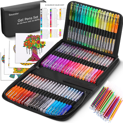 #ad #ad Soucolor Glitter Gel Pens for Adult Coloring Books 120 Pack 60 Glitter Pens 60 $26.69