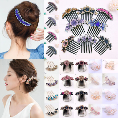 #ad Women Crystal Hair Clips Slide Flower Hairpin Pins Comb Hair Grips Accessorie $3.29