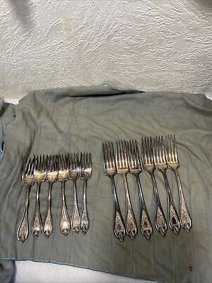 #ad 6 1847 Rogers Bros Old Colony Dinner Forks 7 1 4quot; no mono VG. 6 Salad Forks $42.00
