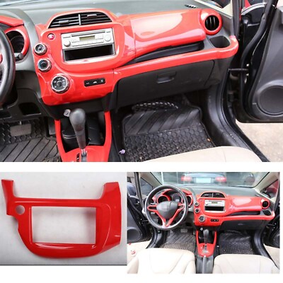#ad For Honda Fit Jazz 2008 2013 Panel Trim Middle Console Navigation 1PCS ABS Red $55.63