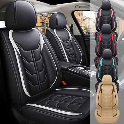 #ad 5 Seats Full Set Car Seat Covers Deluxe PU Leather Front Rear Cushion For Toyota $14.99