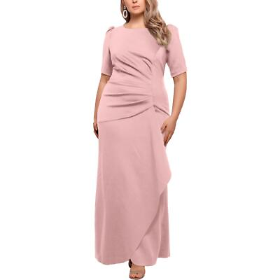 #ad Xscape Womens Pink Ruched Pleated Formal Evening Dress Gown 4 BHFO 0087 $69.99