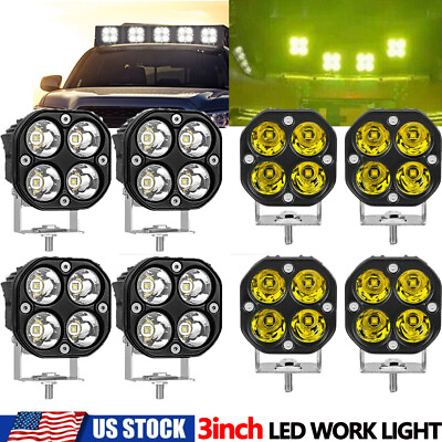 #ad 3inch 80W LED Cube Pods Work Light Bar Spot Driving Fog Amber White Lamp Offroad $22.75