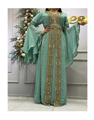 #ad SALE New Moroccan Dubai Kaftans Farasha Abaya Dress Very Fancy Long Gown BF 202 $88.55