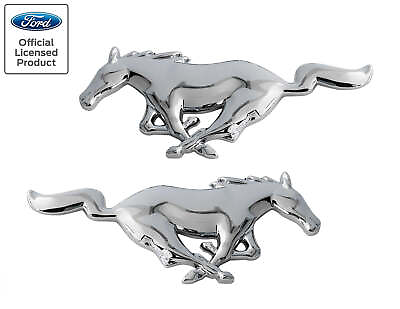#ad Ford Mustang Running Horse Pony 4quot; Chrome Fender Door Trunk Dash Emblems Pair $19.95