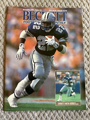 #ad Beckett Football Card Magazine Issue #21 December 1991 Emmitt Smith Cowboys $8.00