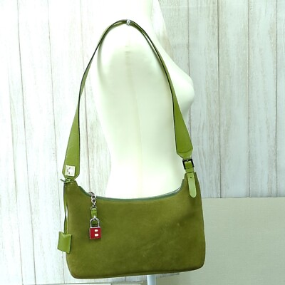 #ad BALLY Suede Shoulder Bag Green made Italy with two keys Women#x27;s Used from Japan $145.00