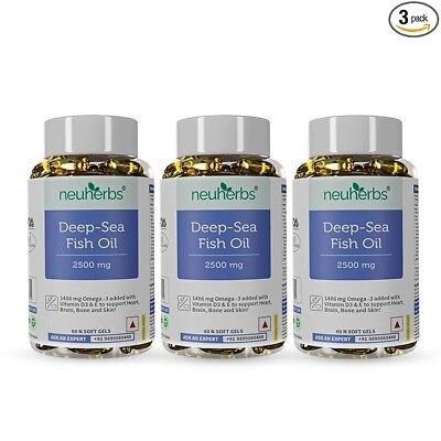 #ad Neuherbs Deep Sea Omega 3 Fish Oil Omega 3 Supplement Triple Strength 2500 Mg $62.69