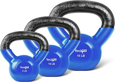 #ad Combo Kettlebells Vinyl Coated Weight Sets Great for Full Body Workout $41.84