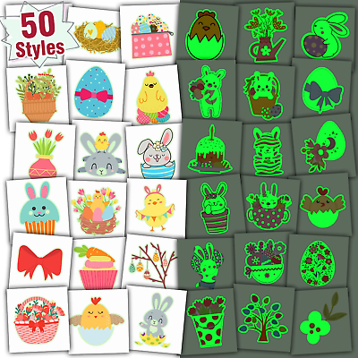 #ad Partywind Luminous Easter Temporary Tattoos for Kids 50 Styles Individually Wra $7.56
