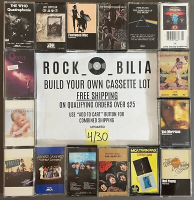 #ad $1 amp; UP ARENA ROCK 70S TO 90S LED ZEPPELIN RUSH BUILD YOUR LOT CASSETTE TAPES $1.00