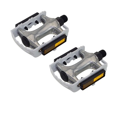 #ad 940 Alloy Pedals 9 16quot; White Bicycle Bike Road MTB Cruiser Fixie $20.69