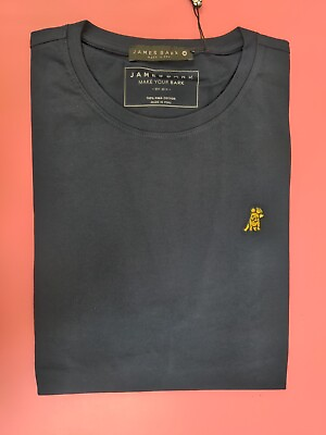 #ad New James Bark Crew Neck Jersey Shirt Navy Sz.Medium $39.99