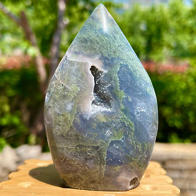 #ad 200G Natural agate water grass quartz crystal Carving water droplets therapy $45.00