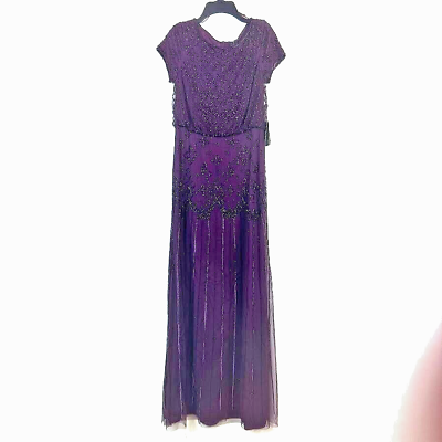 #ad Adrianna Papell Womens 6 Magenta Embellished Sequin Long Gown NWT BA13 $50.00