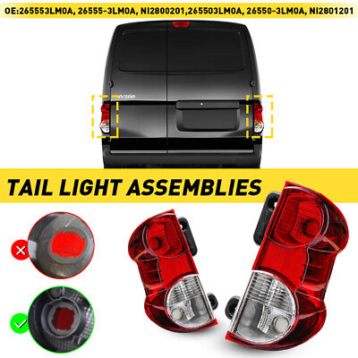 #ad Pair Driver Passenger Light For Tail 2013 2017 Nissan NV200 LHRH Clear Red Lens $77.18