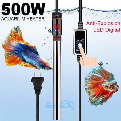 #ad Aquarium Water Heater 500W Submersible Fish Tank LED Digital 110V Thermostat $28.61