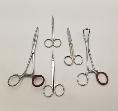 #ad 5PC Lot Medical Surgical Scissors Forceps Clamp Stainless Steel SS Instruments $45.00