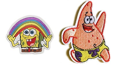 #ad Spongebob and Patrick Star Cartoon Characters Embroidered Iron on Patch Set of 2 $9.99
