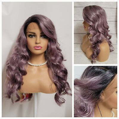 #ad 25quot; Long Big Curly Lace Front Wig Synthetic Heat Safe BOBBI BOSS MLF503 Lavender $42.95