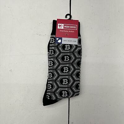 #ad Mooh Socks Black Bitcoin Blockchain Print Unisex One Size NEW $10.00