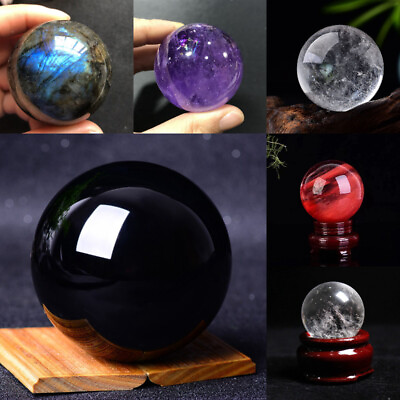 #ad Natural Raw Colorful Quartz Crystal Ball Healing Chakra Sphere Gemstone Decor US $18.04