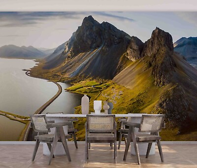 #ad 3D Mountains Coast Sunset Wallpaper Wall Mural Peel and Stick Wallpaper 407 AU $249.99