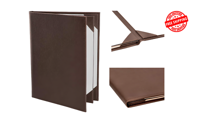 #ad Premium Brown Faux Leather Menu Cover 8.5quot; x 11quot; 4 Views 1 Piece $18.99
