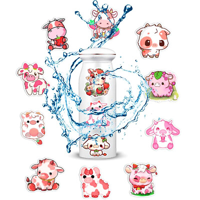 #ad 50Pc Cartoon Cute Pink Cow Varied Graffiti Stickers DIY Helmet Decoration Decajo C $2.91