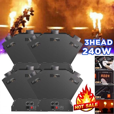 #ad 4PCS Fire Machine 3 Head DMX Flame Projector Stage Flame Thrower Jet 2 3 Meters $161.49