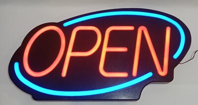 #ad 28” Fallon Electric quot;OPENquot; NEON LED Sign FR001873 Flash speed Settings $150.57