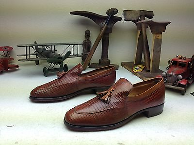 #ad #ad VINTAGE MADE IN USA BROWN TASSLE LIZARD SLIP ON BUSINESS POWER SHOES 9.5 C A $119.99