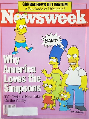 #ad Vintage NEWSWEEK Magazine April 23 1990 Why America Loves THE SIMPSONS C186 $11.99