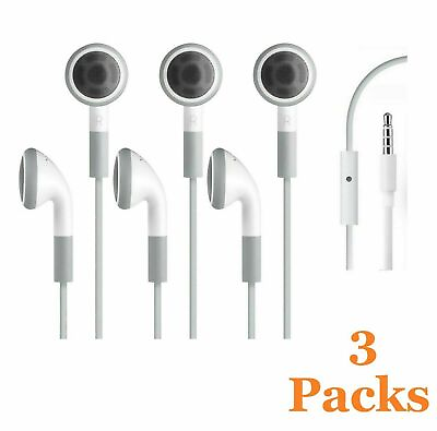 #ad 3Pack White Earphones Headphones Universal 3.5mm Jack Headphone for iPad Devices $10.32
