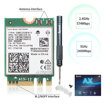 #ad WiFi 6E M.2 Intel AX210NGW WiFi Bluetooth 5.4 Card Tri Band Laptop Network Card $19.54