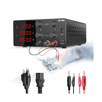 #ad NICE POWER DC Power Supply Variable 120V 3A Adjustable Bench Power Supply wi... $131.31