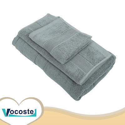 #ad Pieces of 3 Cotton Bath Towel Classic Design Absorbent Dark Gray 27.56quot;x55.12quot; $47.37