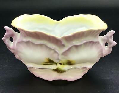 #ad Antique Handled Toothpick Matchstick Holder Porcelain Hand Painted Pansy Floral $34.95