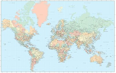 #ad NEW Advantus Laminated World Map 97644 32.5quot; X 50quot; $9.99