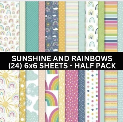 #ad Stampin Up SUNSHINE AND RAINBOWS Designer Series Paper Half Pack 24 6x6 Shts $9.87